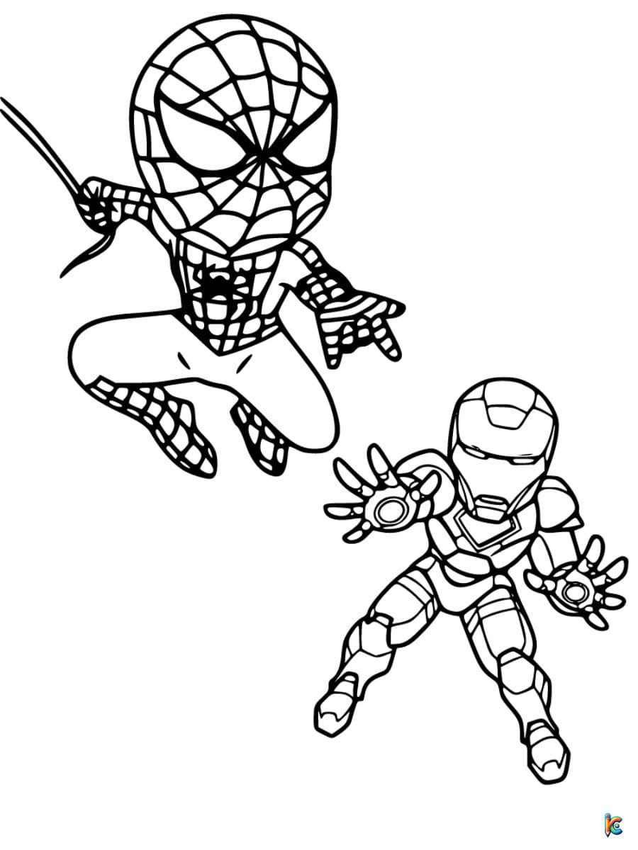 iron man and spiderman coloring pages