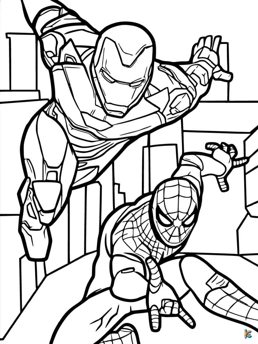 iron man spiderman coloring pages