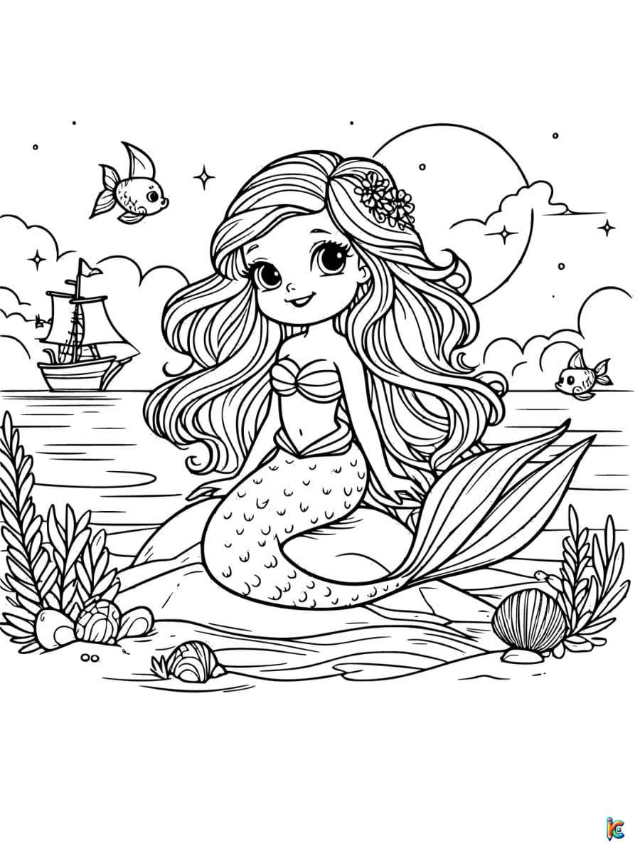 little mermaid coloring page