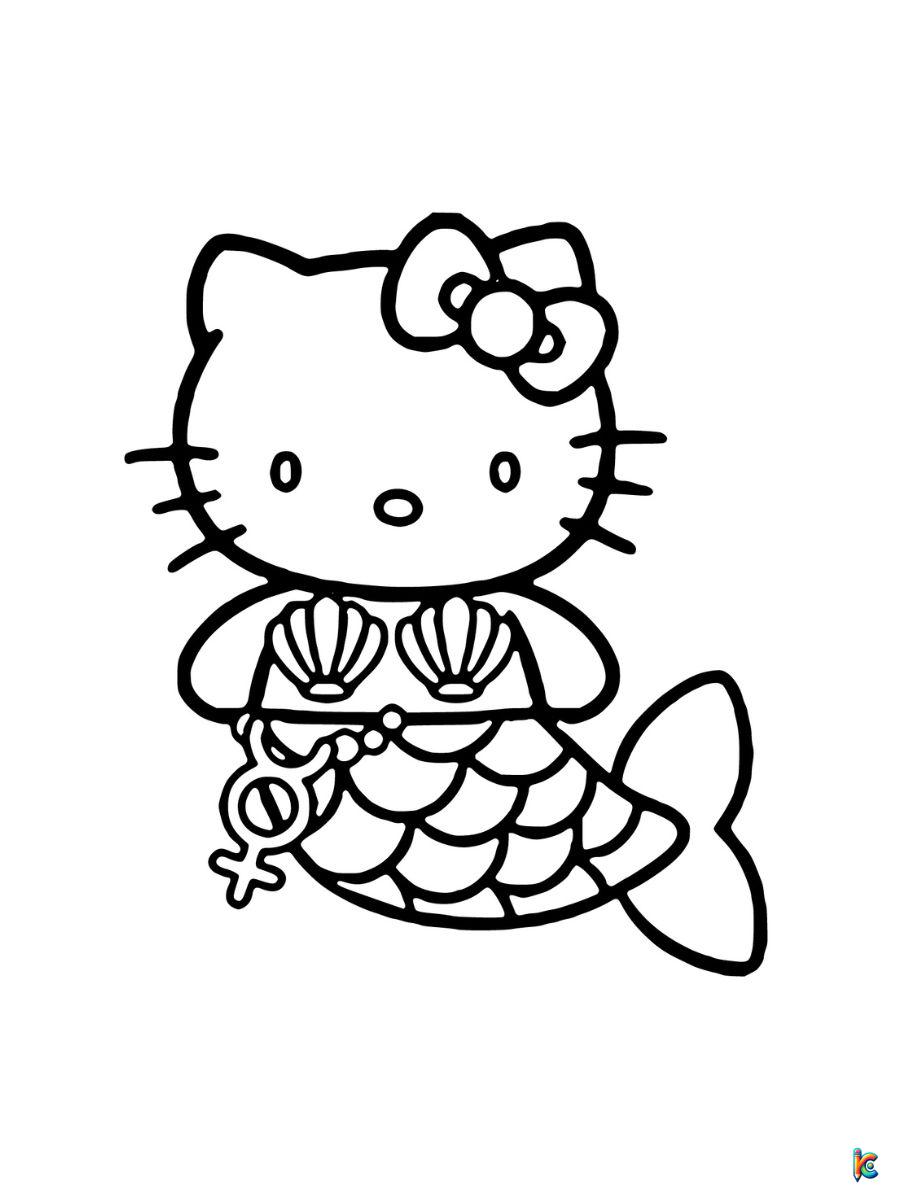 mermaid hello kitty coloring pages