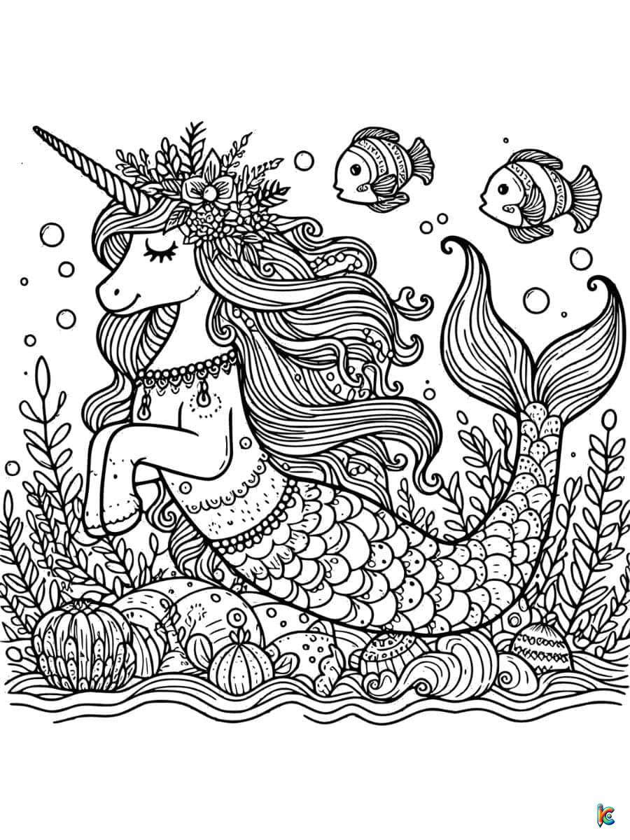 mermaid unicorn coloring pages