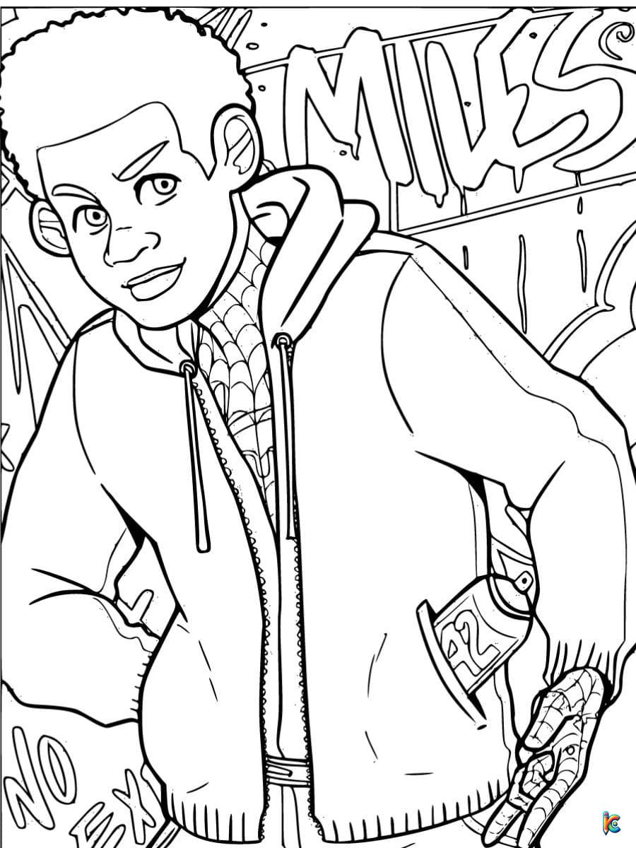 miles spiderman coloring page