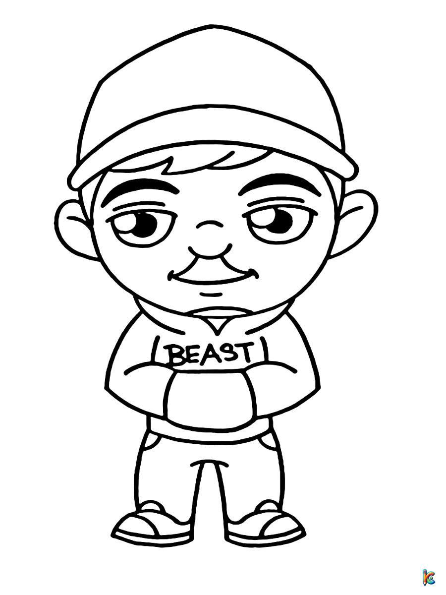 mr beast from youtube coloring pages