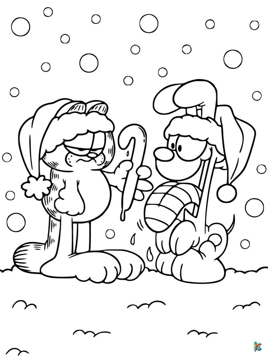 odie and garfield christmas coloring pages