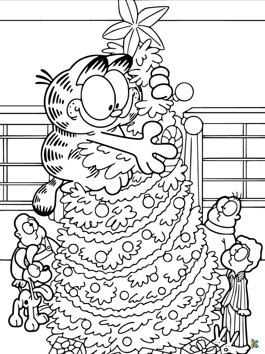 odie garfield coloring pages christmas