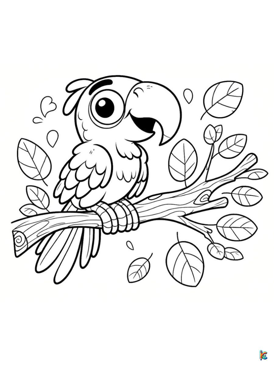 parrot cute coloring page