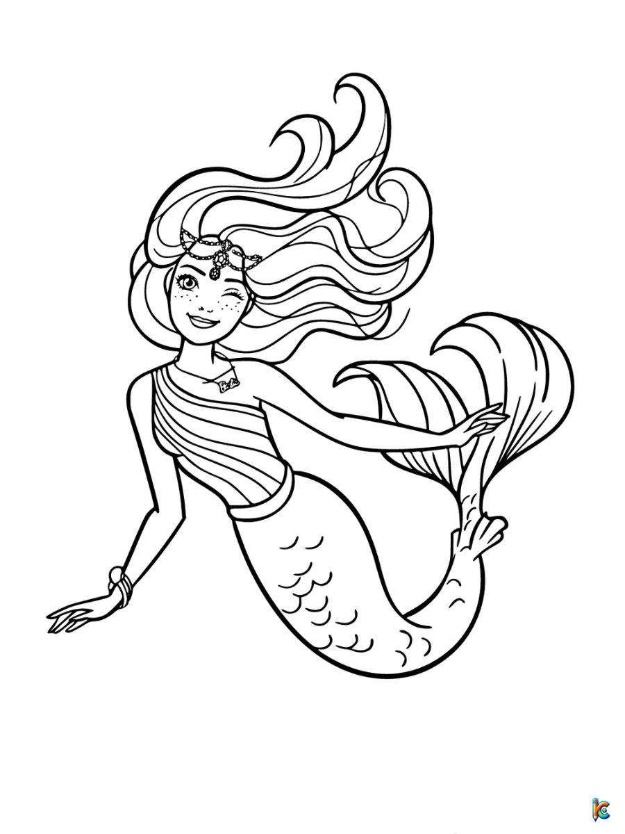 princess barbie mermaid coloring pages