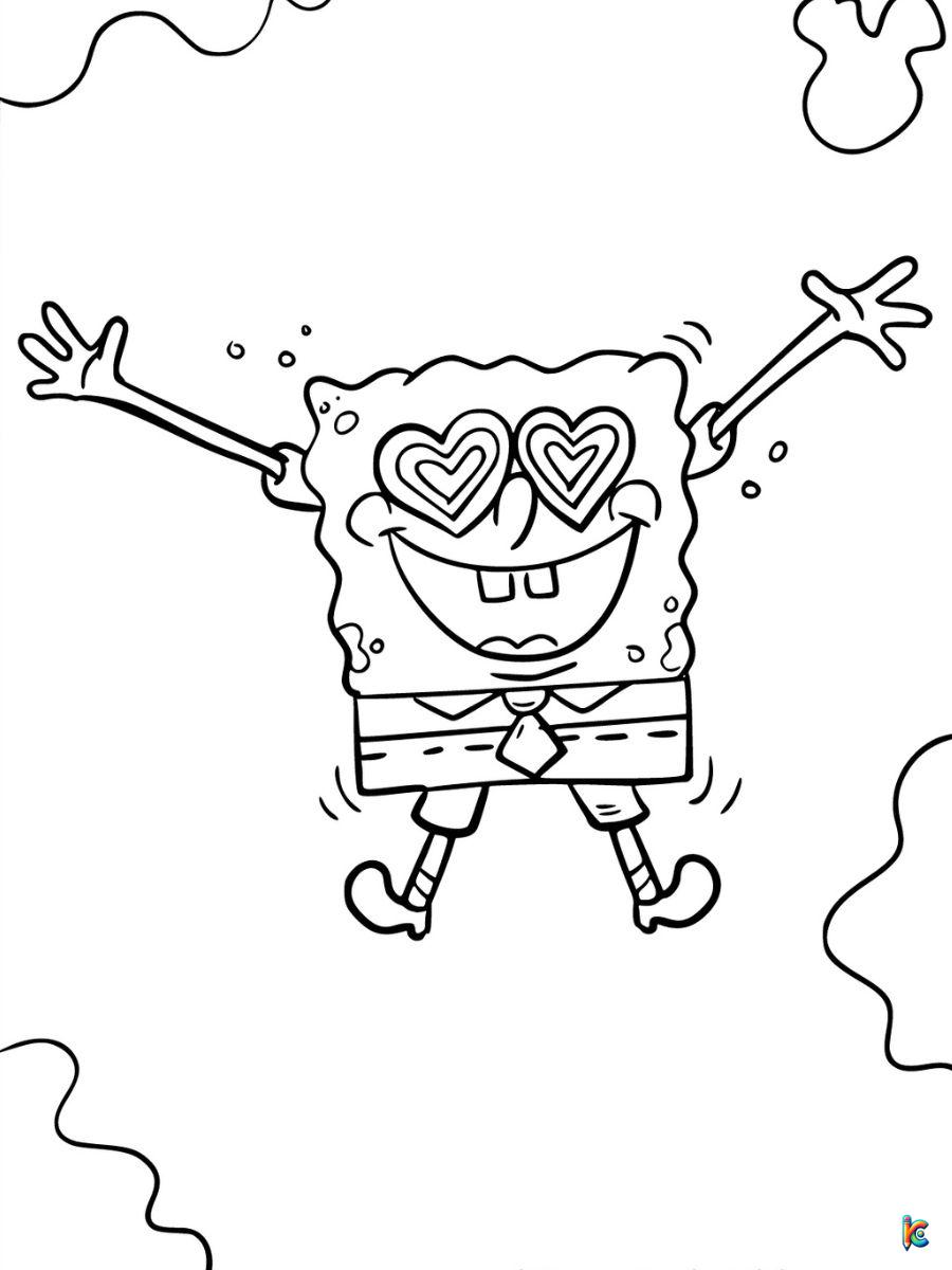 printable spongebob valentines day coloring pages
