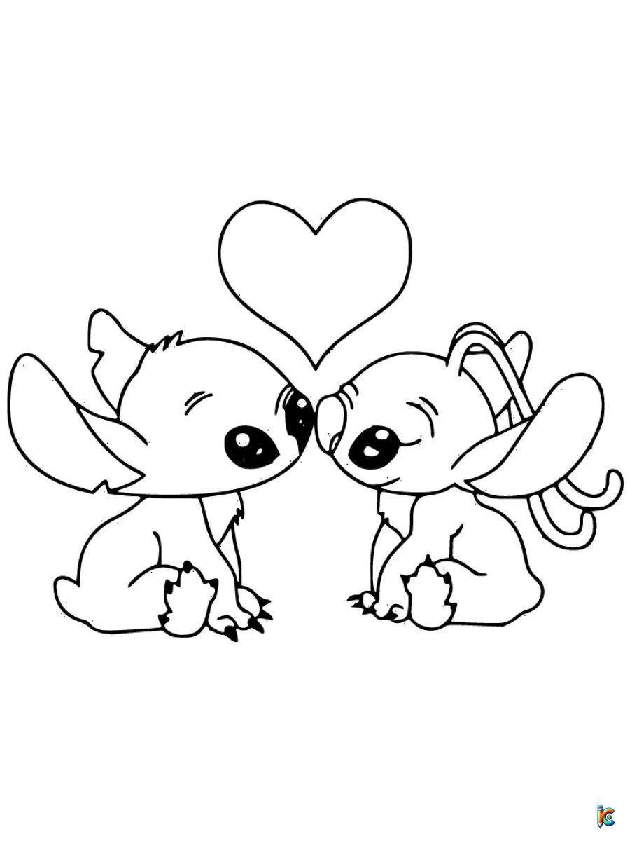 printable stitch and angel coloring pages