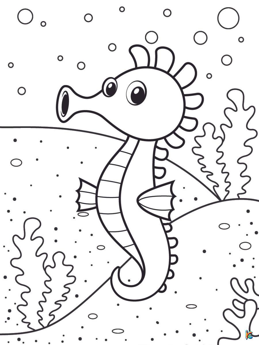 seahorse coloring page for adults