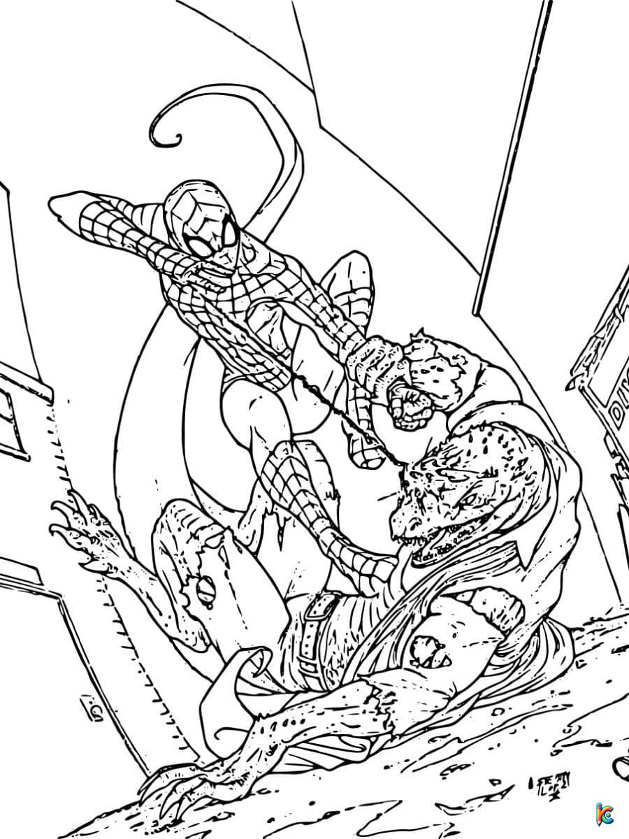 spider man lizard coloring page