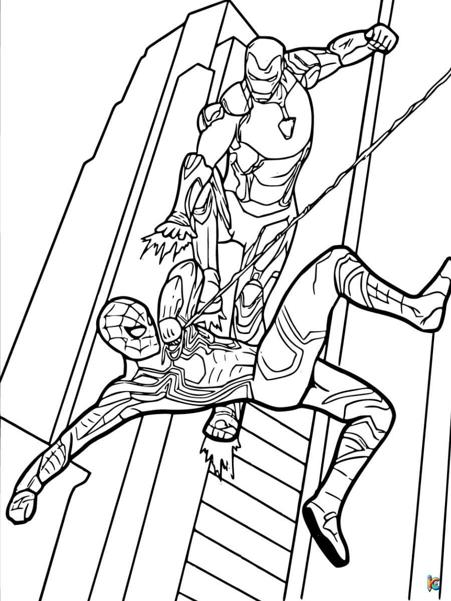 spiderman and iron man coloring pages