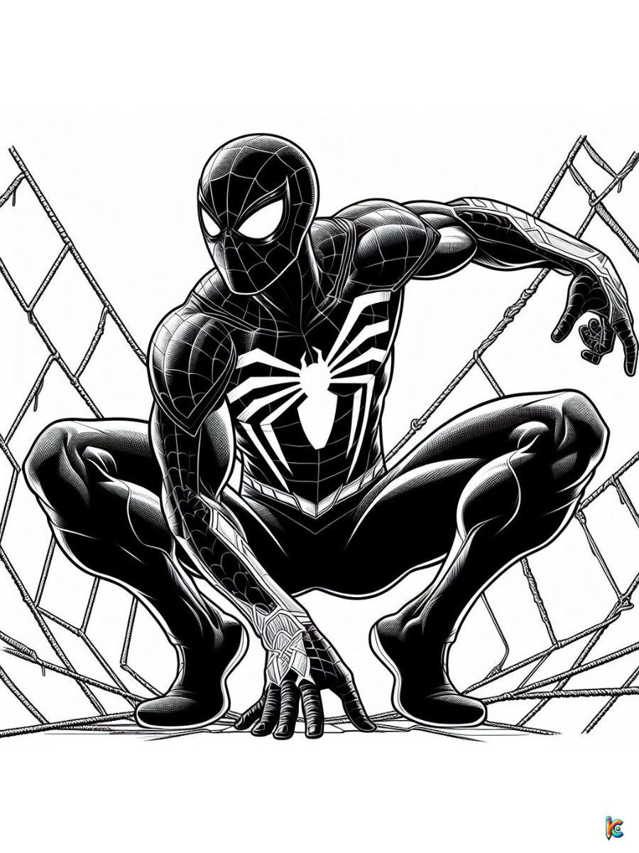 spiderman black coloring pages