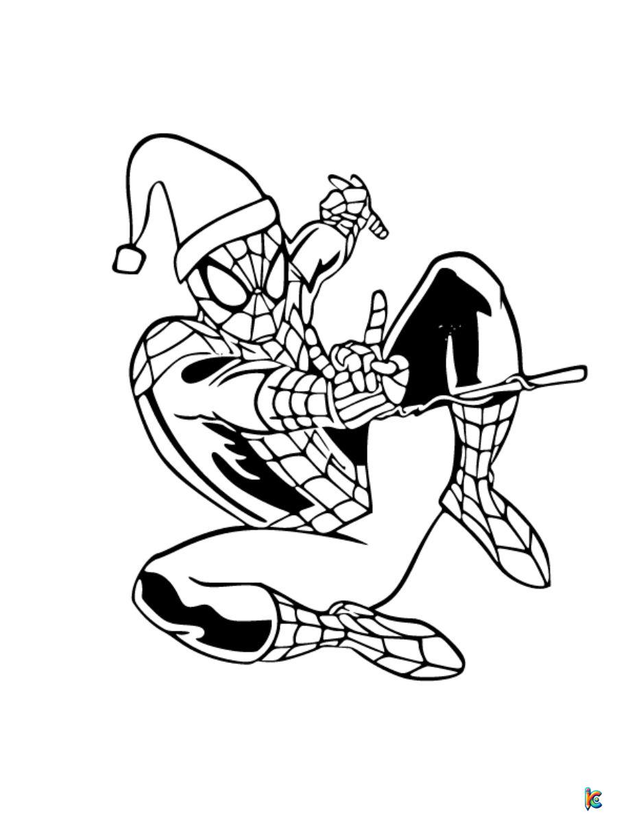 spiderman christmas coloring page