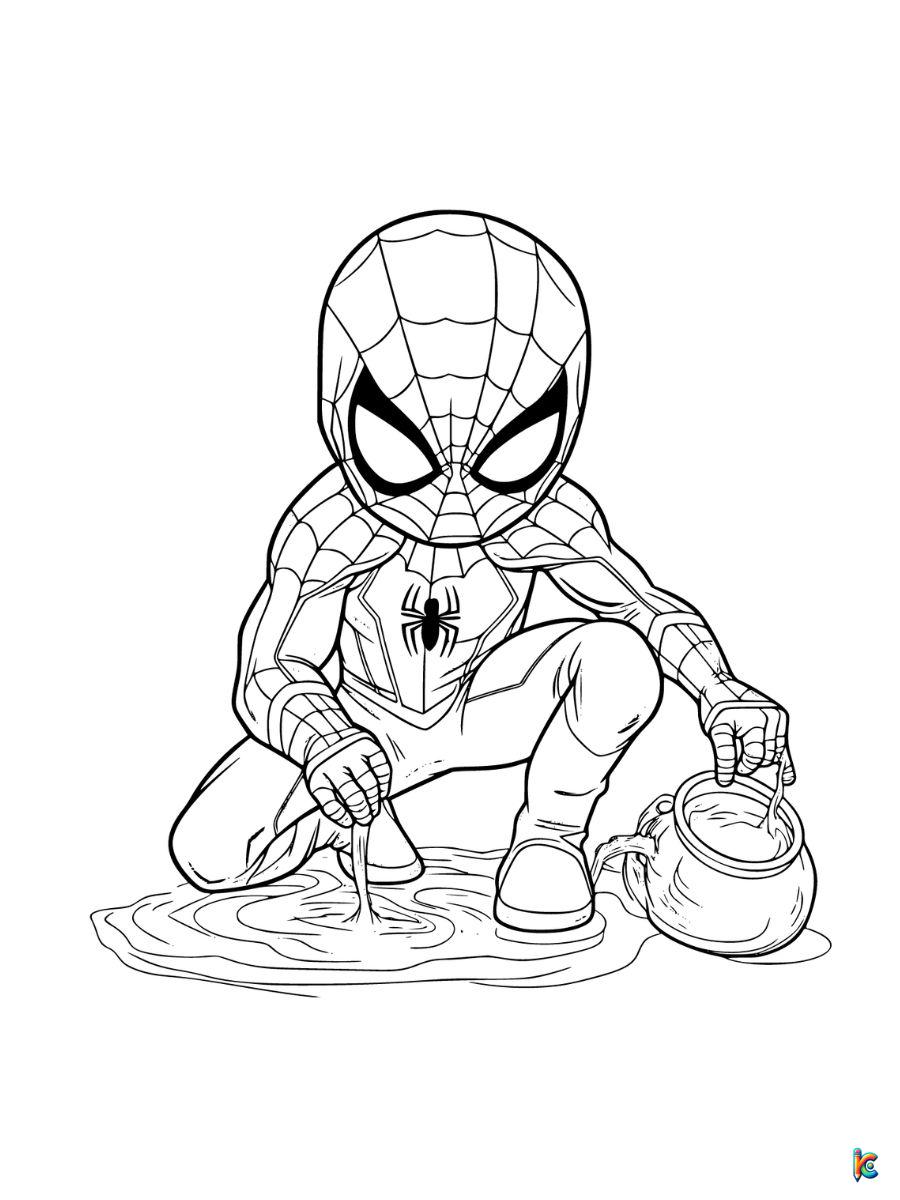 spiderman cute coloring page