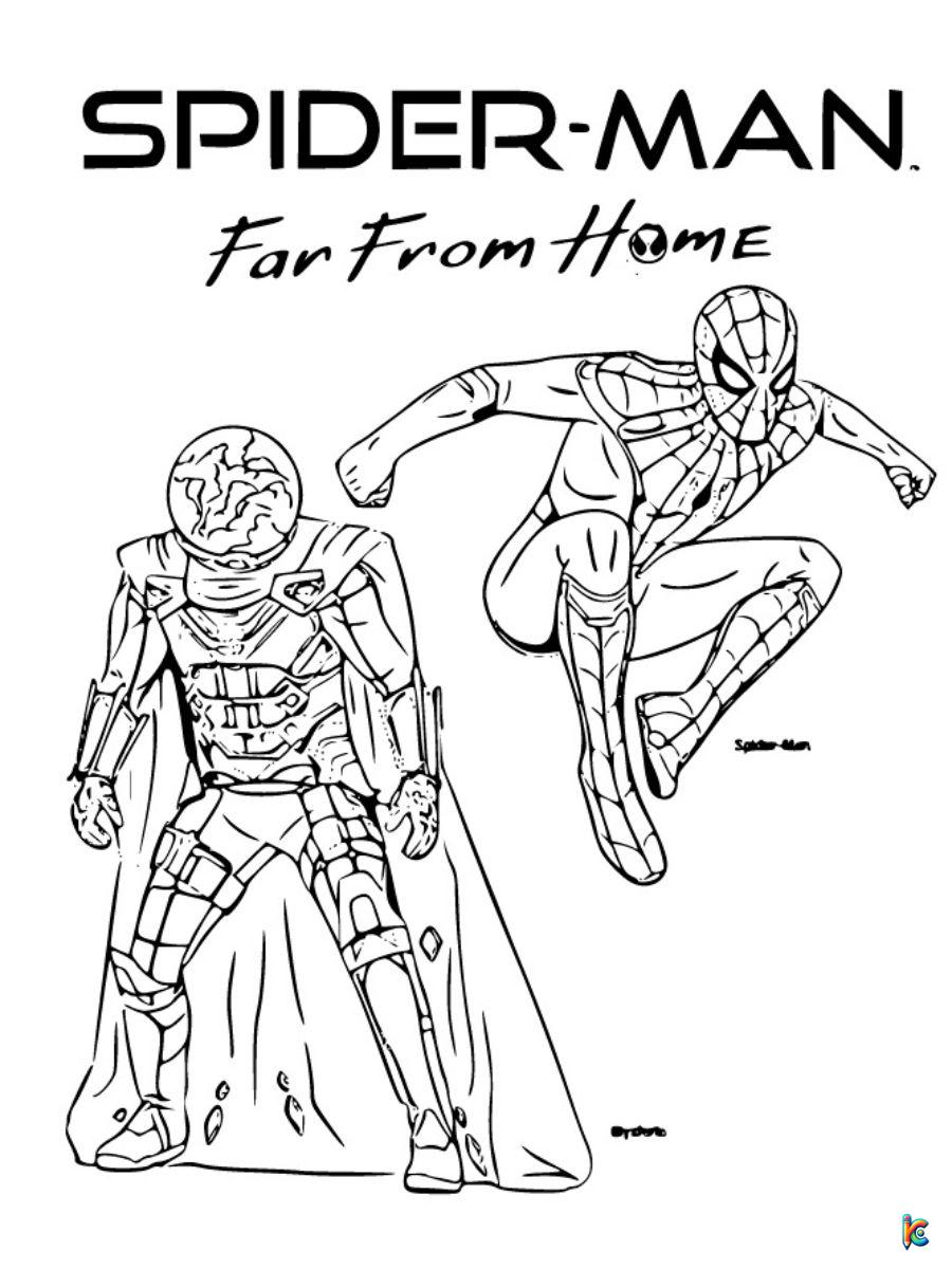 spiderman far from home coloring page