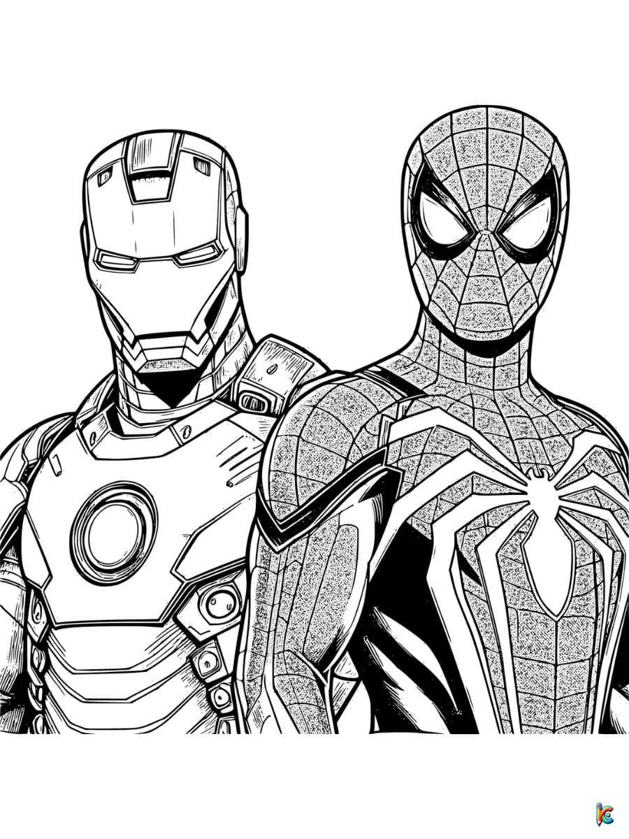 spiderman iron man coloring pages