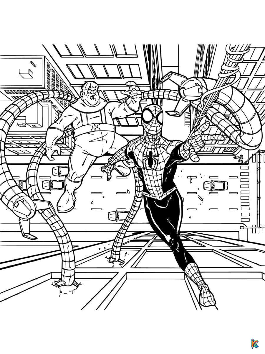 spiderman vs doc ock coloring page