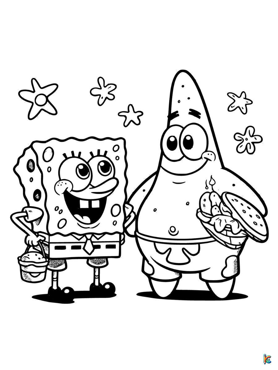 spongebob and patrick coloring page