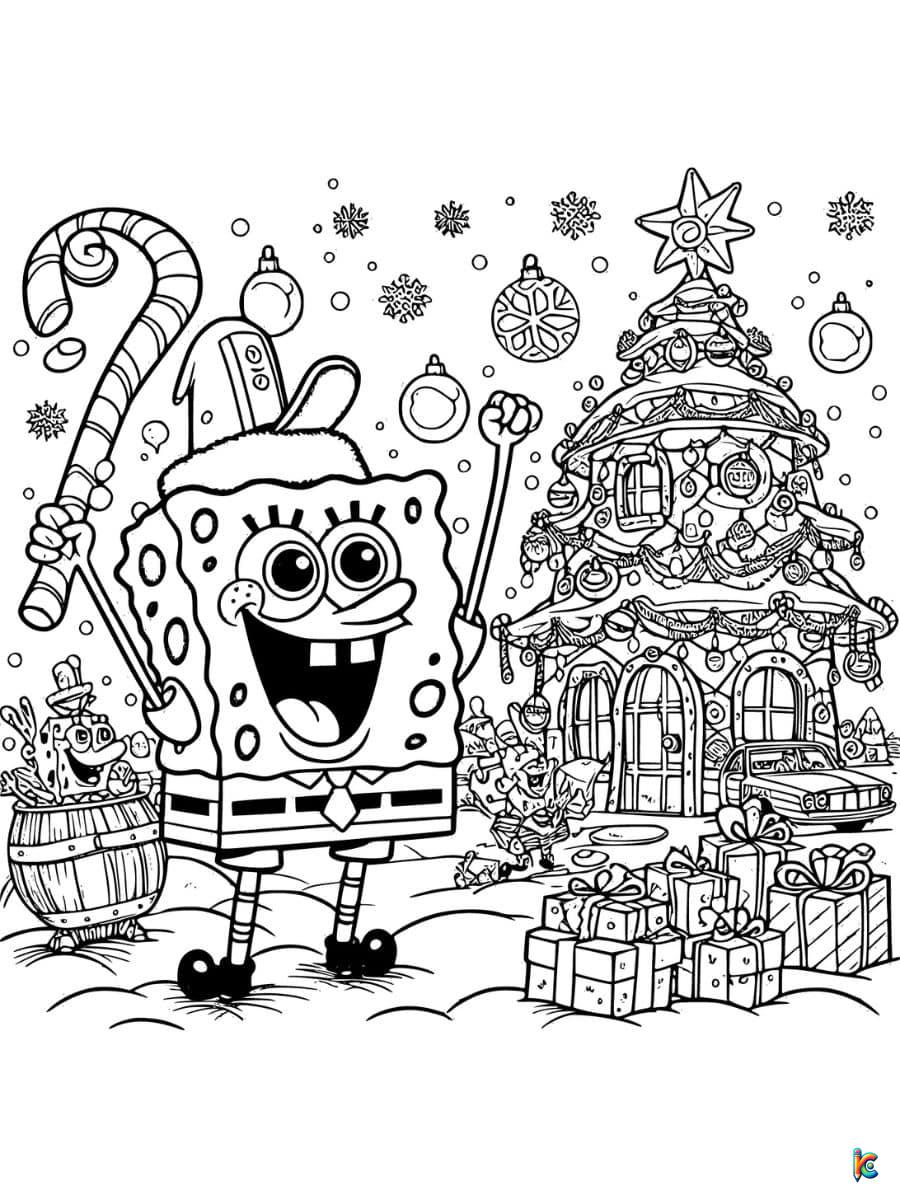 spongebob christmas coloring page