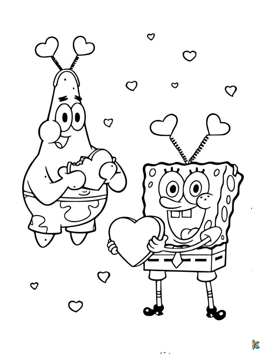 spongebob valentine coloring pages