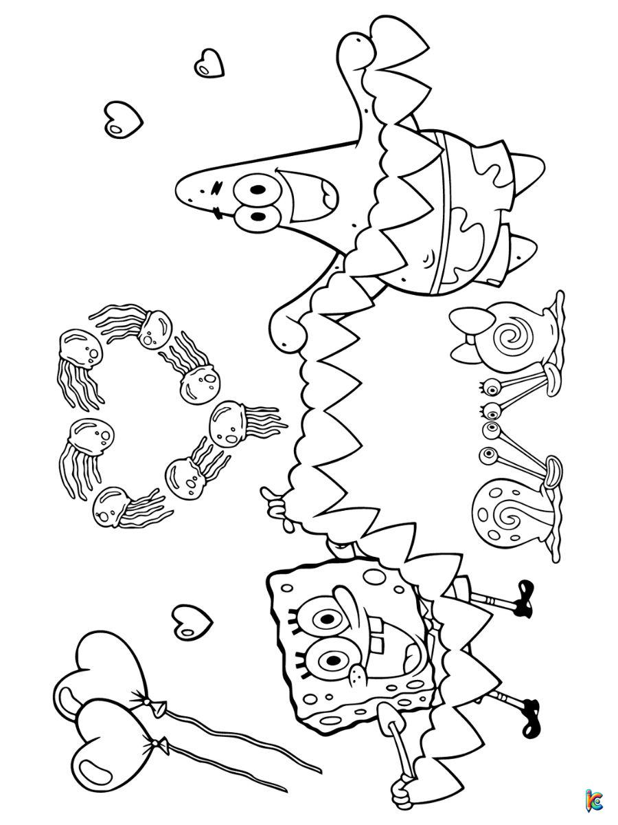 spongebob valentines coloring pages