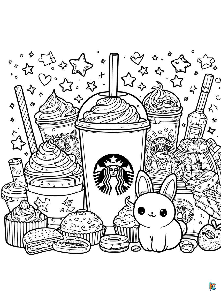 starbucks food cute coloring pages