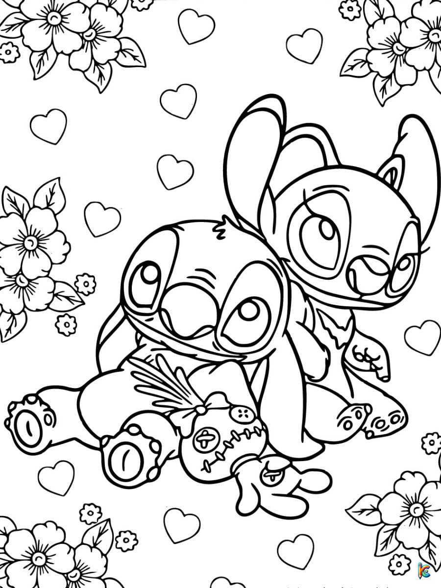 stitch and angel coloring page