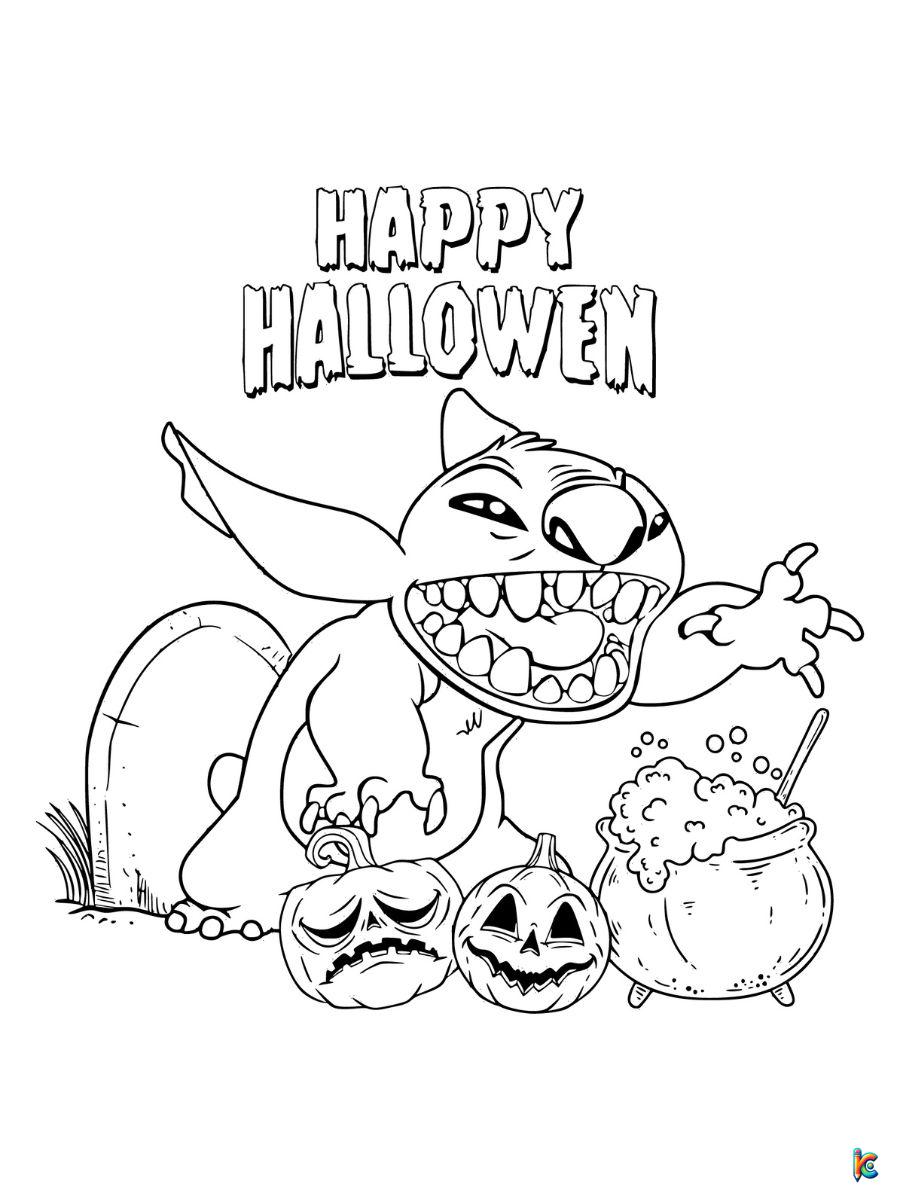 stitch coloring pages halloween