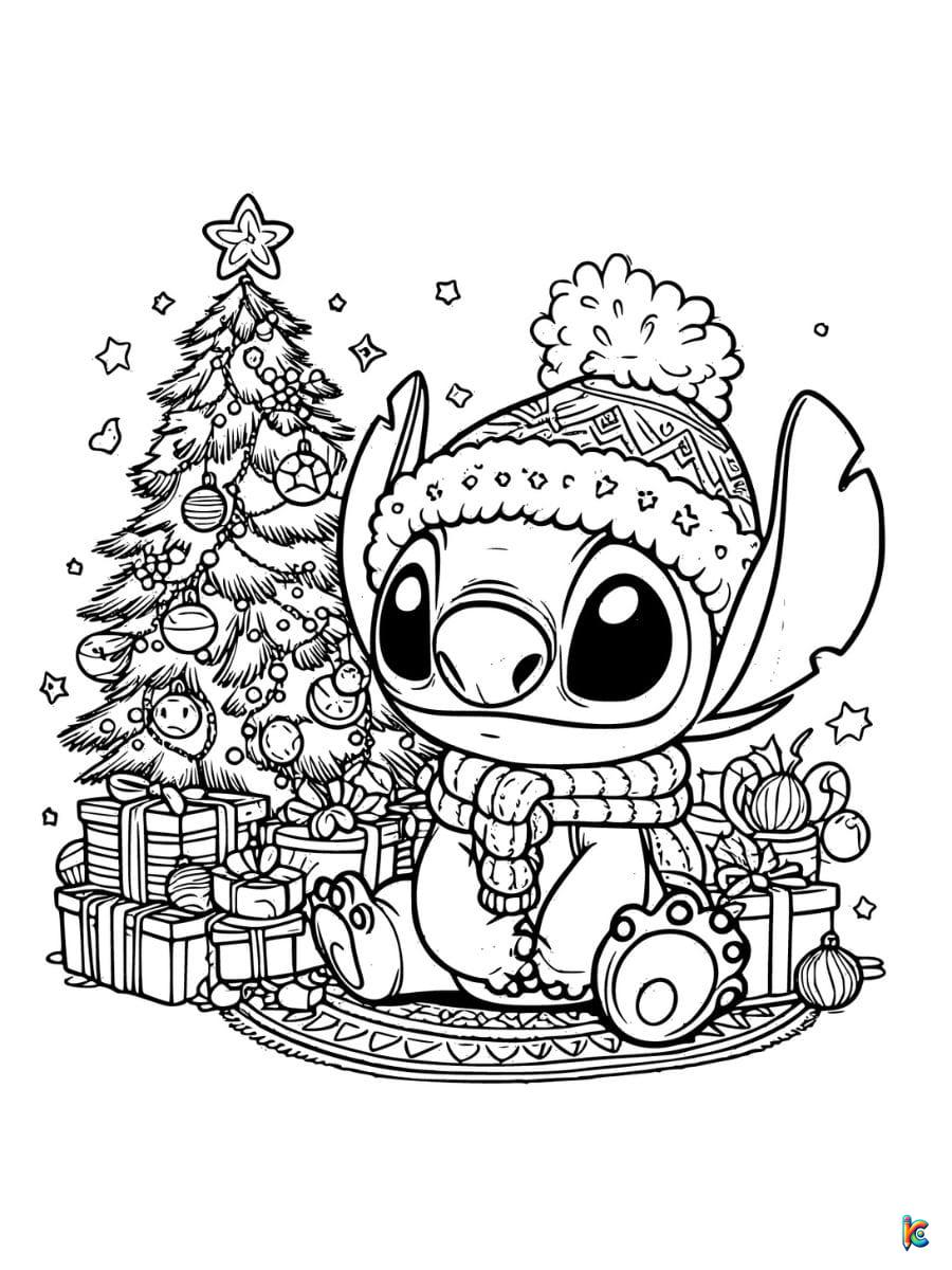 stitch disney christmas coloring pages
