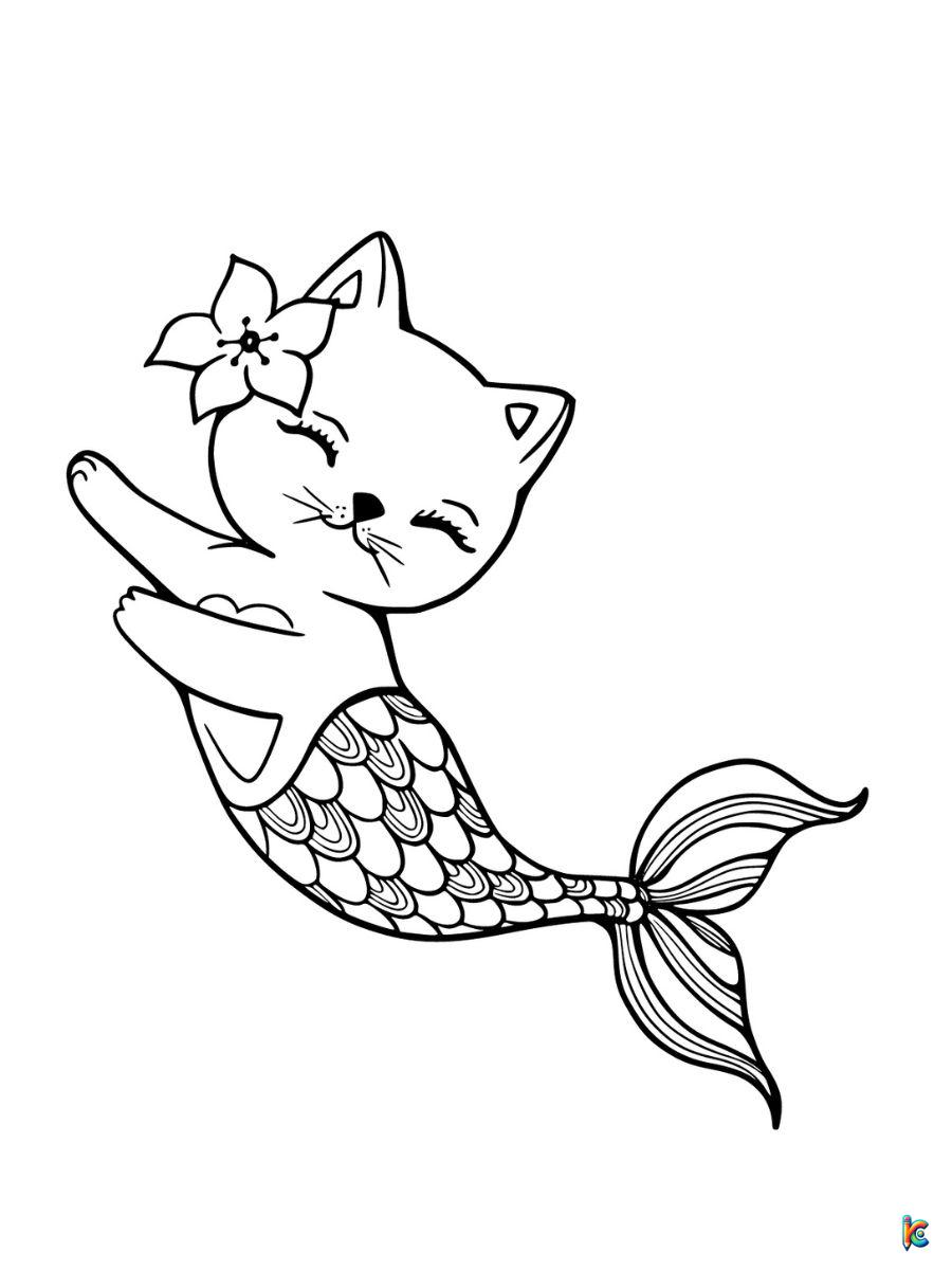 unicorn mermaid cat coloring pages