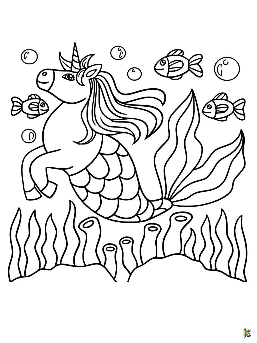unicorn mermaid color page