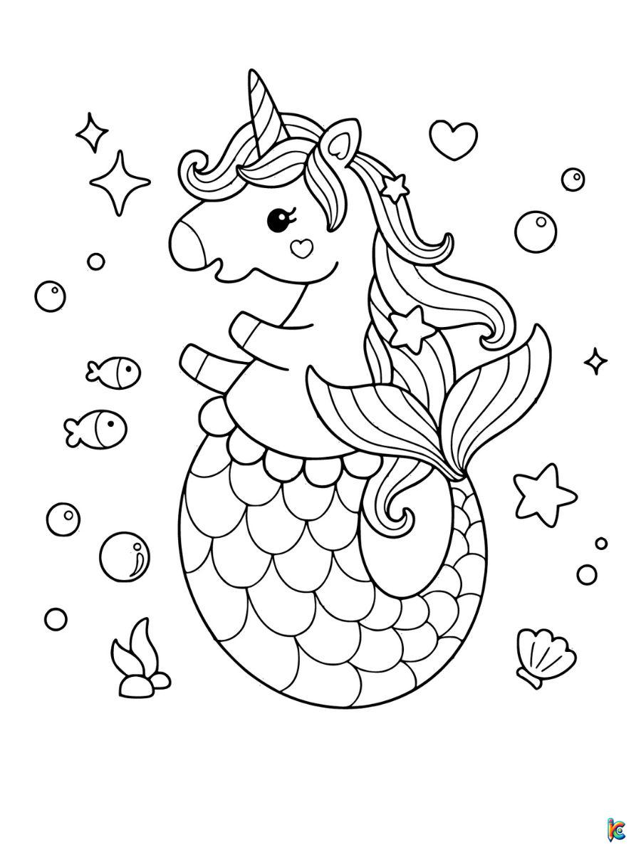 unicorn mermaid fairy coloring page