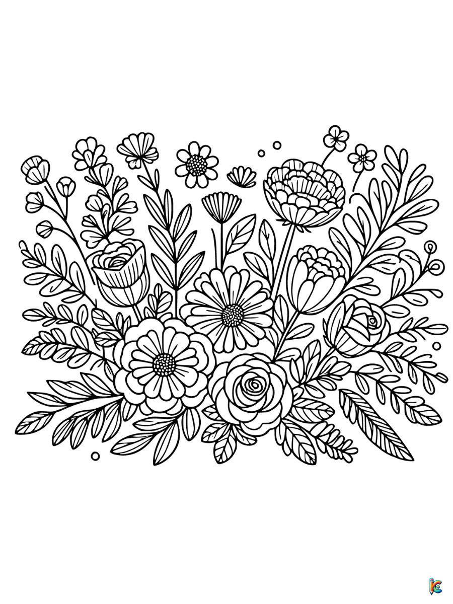 Free aesthetic flower coloring pages
