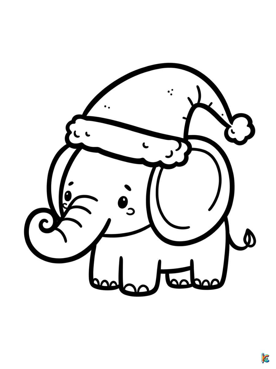 Free christmas elephant coloring pages