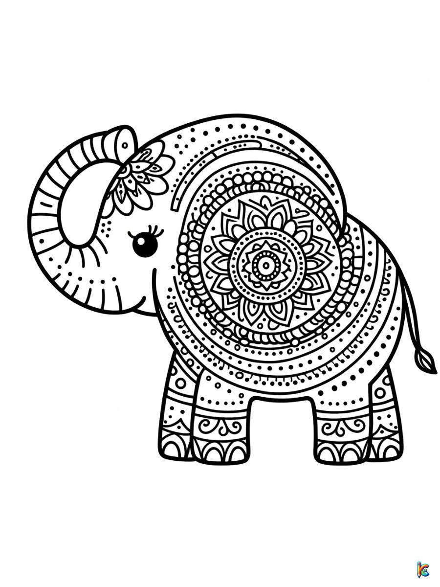Free mandala elephant coloring pages