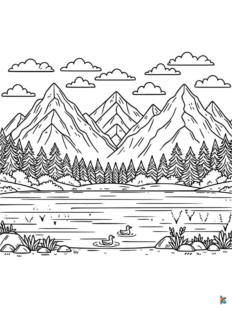 Free mountain landscape coloring pages