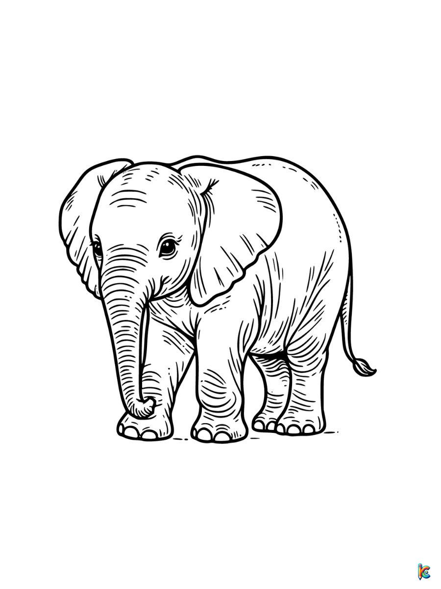 Free realistic elephant coloring pages