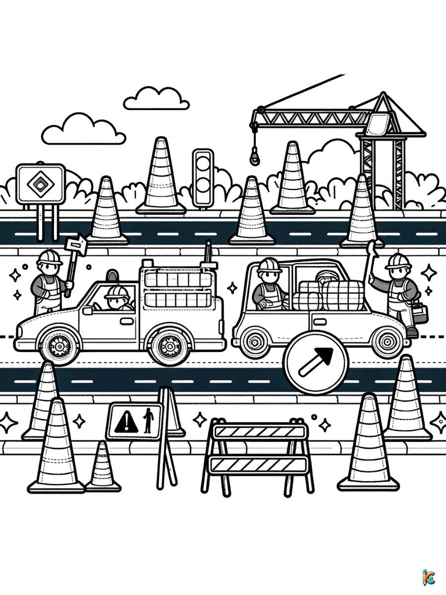 Free road construction coloring pages