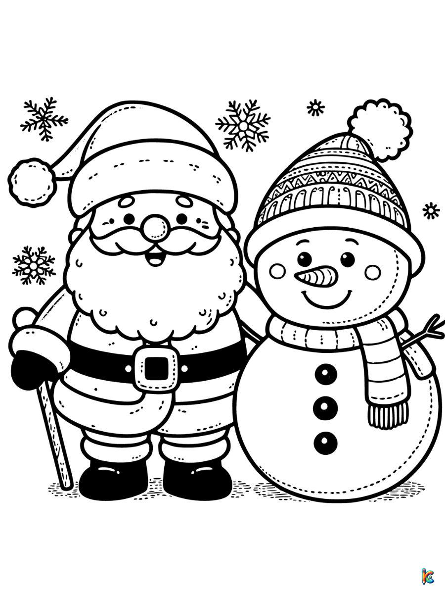 Free santa and snowman coloring pages