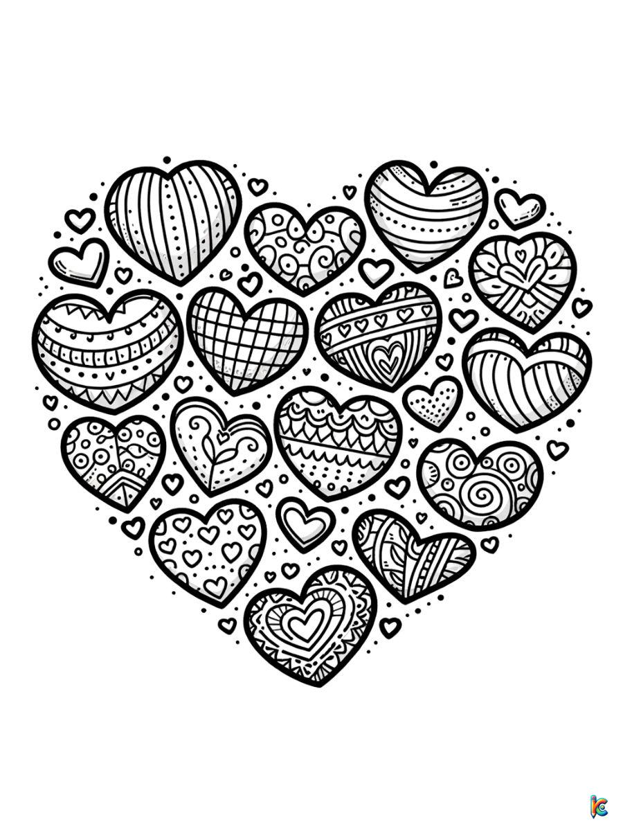 Free valentines day hearts coloring pages