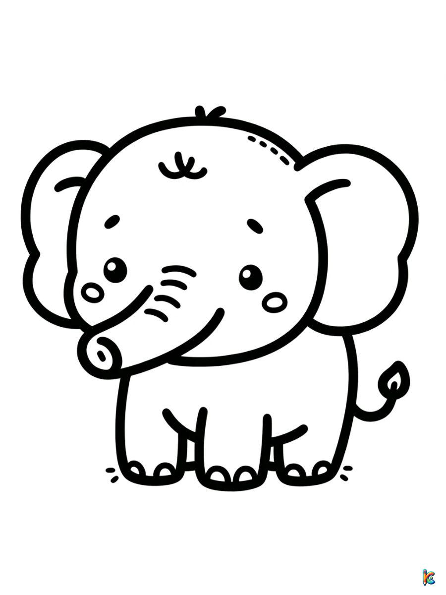 Printable Cute Elephant Coloring Pages