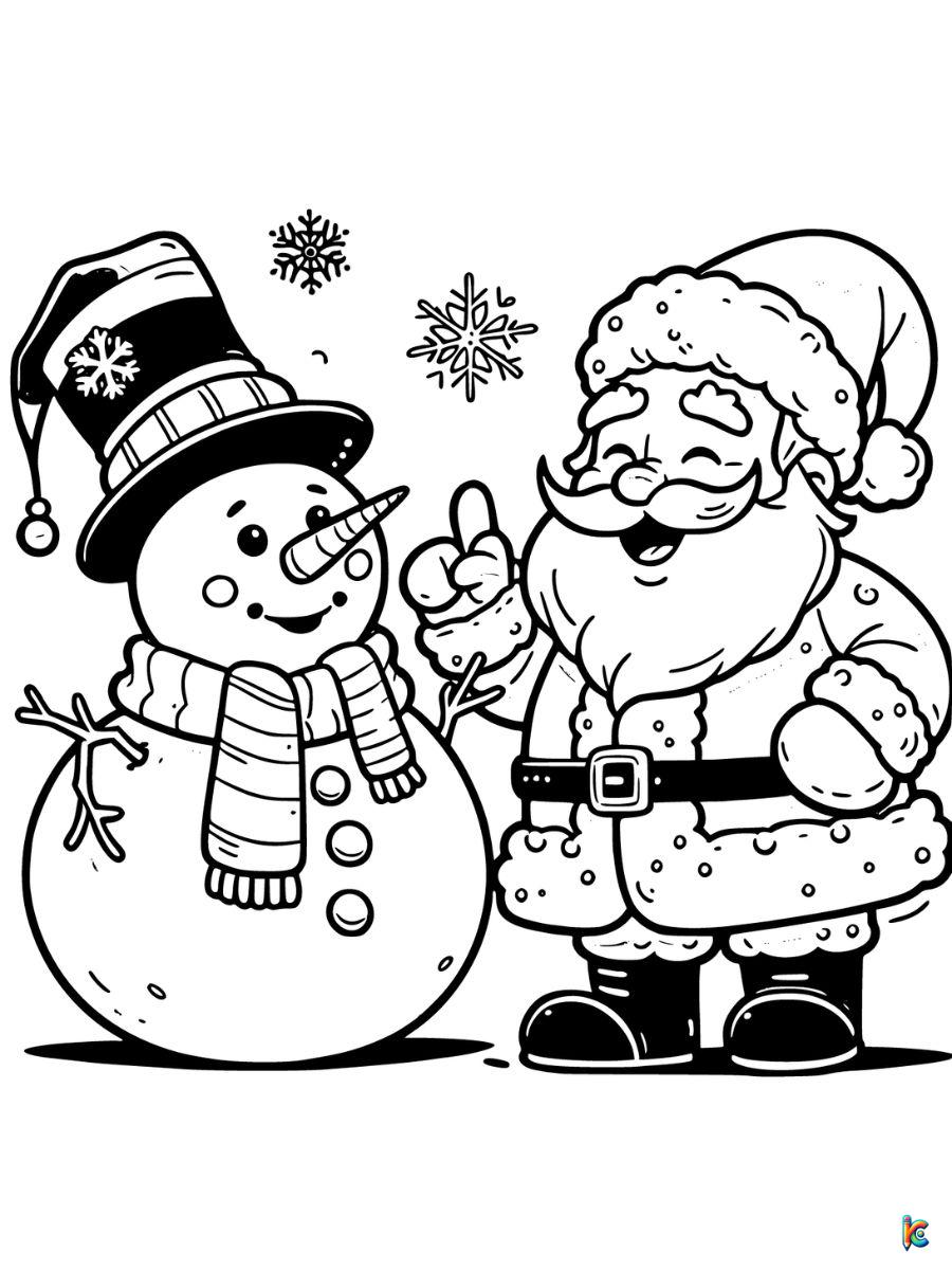 Printable santa and snowman coloring pages free