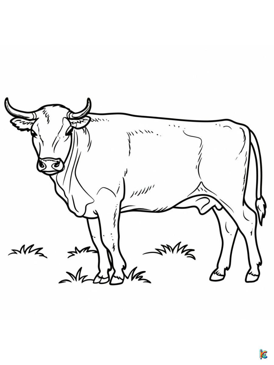 Realistic cow coloring page