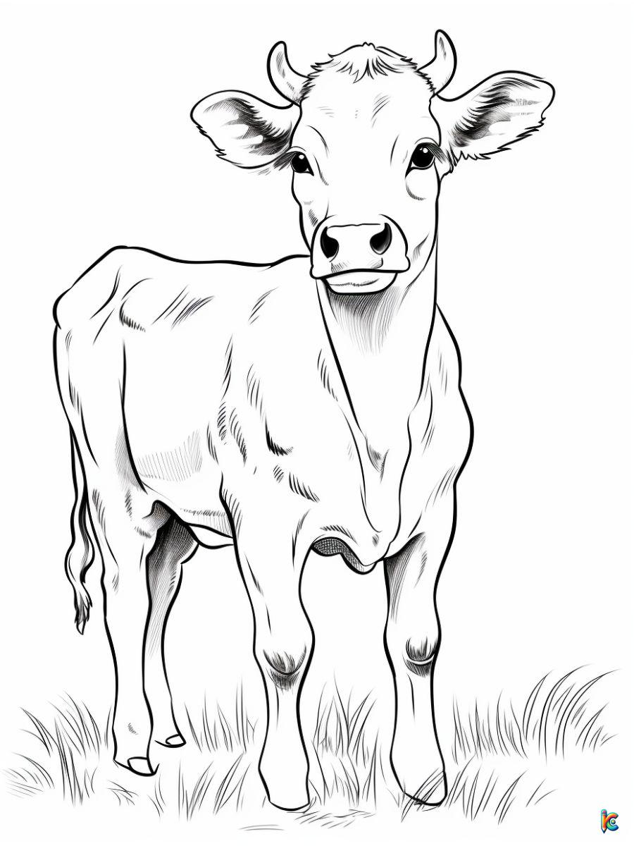 Realistic cow coloring pages free