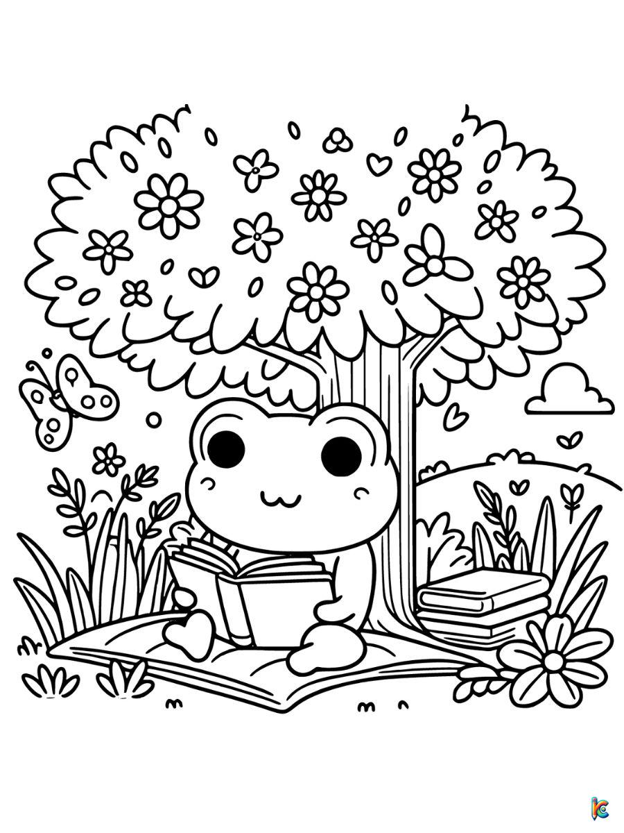aesthetic frog coloring page