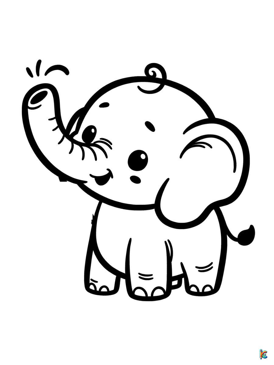 baby elephant coloring pages easy