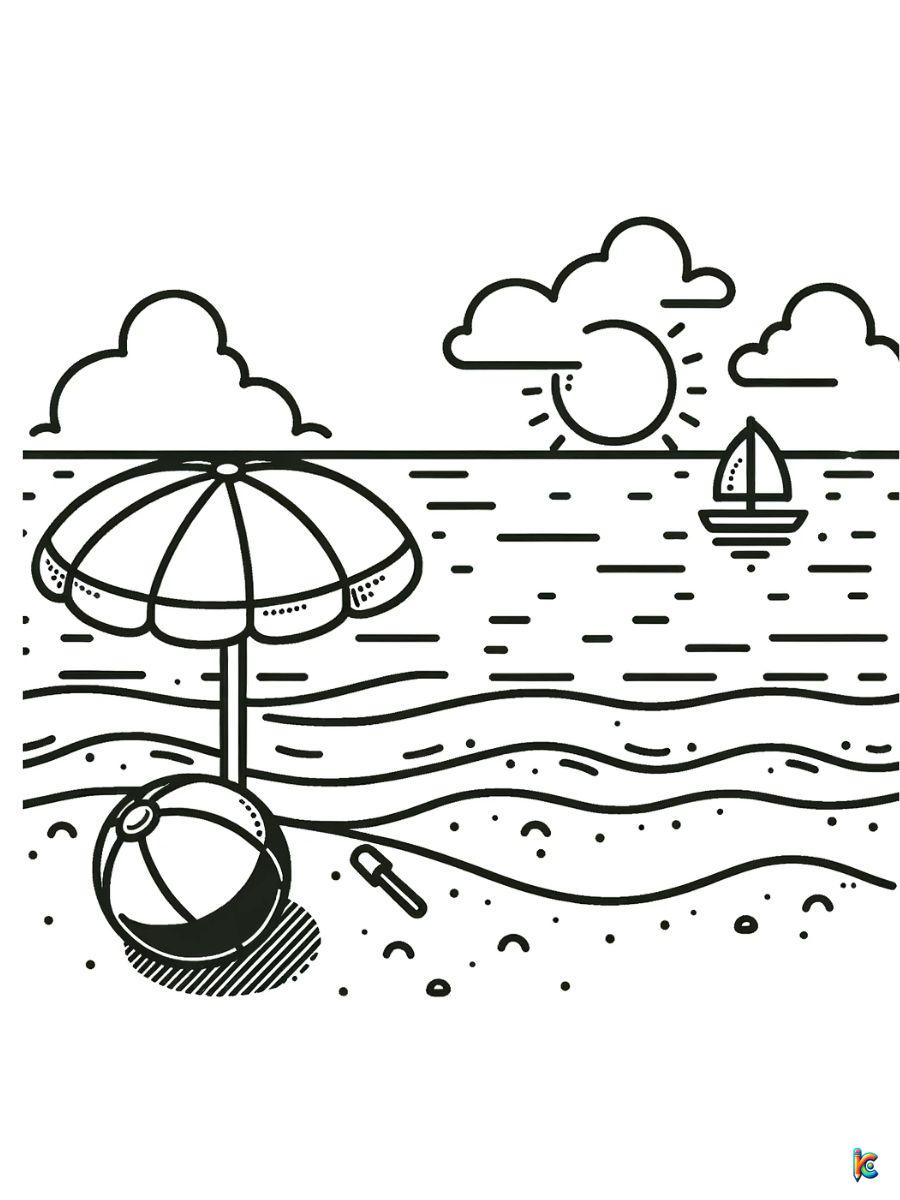 beach landscape coloring pages easy