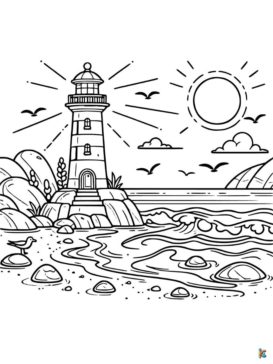 beach landscape coloring pages free
