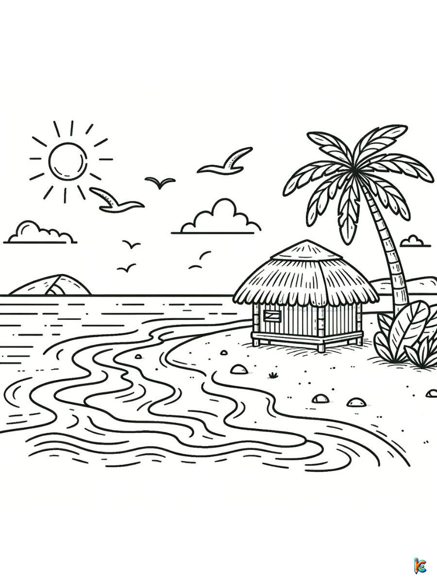 beach landscape coloring pages printable
